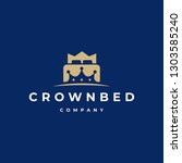 crown and bed logo symbol... | Shutterstock .eps vector #1303585240