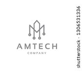 am tech logo design monoline... | Shutterstock .eps vector #1306531336