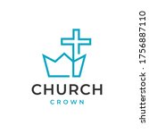 cross with crown logo design... | Shutterstock .eps vector #1756887110
