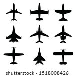set of airplanes in a flat... | Shutterstock .eps vector #1518008426