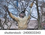 Small photo of Jersey City, NJ, United States - December 10 2023: Jackie Robinson Statue in Journal Square in Jersey City NJ. The work was conceived by Susan Wagner and was dedicated on February 26, 1998.