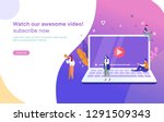 people streaming online video... | Shutterstock .eps vector #1291509343