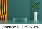 green podium set  3d rendering  | Shutterstock . vector #1898868196