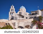 Small photo of Blue Dome - Saint Theodosia Church - Pyrgos Village, Santorini Island, Greece