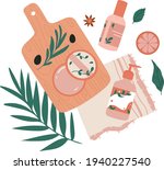 hand drawn set of cosmetics ... | Shutterstock .eps vector #1940227540