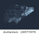 train wireframe. polygonal... | Shutterstock .eps vector #1305774970