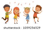 children dancing. boys and... | Shutterstock .eps vector #1059256529
