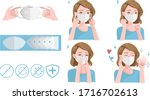 woman wear protective mask... | Shutterstock .eps vector #1716702613