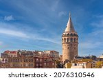 View of Galata Tower on a sunny day in Istanbul.