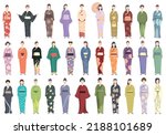 Kimono Icons Set Cartoon Vector....