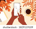 african female hand hold... | Shutterstock .eps vector #1829119109