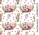 seamless pattern. set of flower ... | Shutterstock . vector #1304869219