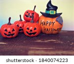 happy halloween orange pumpkin... | Shutterstock . vector #1840074223