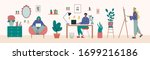working at home  coworking... | Shutterstock .eps vector #1699216186