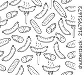 Sausage Doodle Seamless Pattern ...