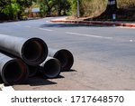 Small photo of Close up of concrete pipe used in under ground derange construction