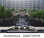 Small photo of Putrajaya , Malaysia - November 15, 2020 : Leisurely and peaceable park in front of The Ministry of Finance. Federal administration office for treasury, monetary, budget and tax policy.