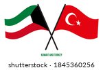 kuwait and turkey flags crossed ... | Shutterstock .eps vector #1845360256