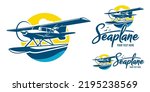Seaplane services with text for logo or illustration vector
