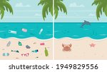 dirty and clean beach set.... | Shutterstock .eps vector #1949829556
