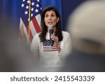 Small photo of Ringe, N.H., USA - Jan. 20, 2024: Former U.N. Ambassador Nikki Haley speaks at a rally during the New Hampshire presidential primary.