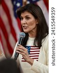 Small photo of Ringe, N.H., USA - Jan. 20, 2024: Former U.N. Ambassador Nikki Haley speaks at a campaign rally during the New Hampshire presidential primary.