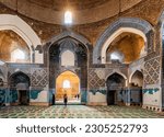 Small photo of Interior of Blue Mosque in Tabriz, Iran. Constructed in 1465 and severely damaged by earthquake in 1780. Masterpiece of Azeri architecture. Historic heritage and tourist attraction.
