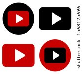 red and black play button icon... | Shutterstock .eps vector #1568125696