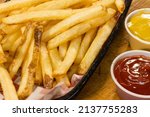 Small photo of french fries junk food hamburger side dish ketchup mustard quick epicurean