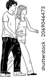 a couple man and woman walking... | Shutterstock .eps vector #2069046473