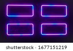 4 neon frame sign with brick... | Shutterstock . vector #1677151219