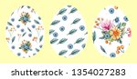 set of 3 white easter eggs on a ... | Shutterstock . vector #1354027283