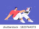 working with laptop and typing... | Shutterstock .eps vector #1823764373