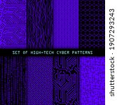 set of seamless cyber patterns. ... | Shutterstock .eps vector #1907293243