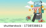 shopping online on the... | Shutterstock . vector #1738538813