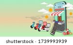 illustration 3d shopping online ... | Shutterstock . vector #1739993939