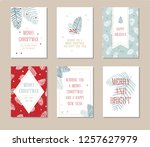 holiday card set with simple... | Shutterstock .eps vector #1257627979