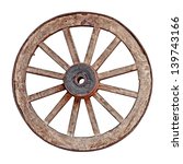 Old Wooden Grunge Wagon Wheel...