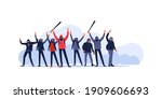 protesters throw stones toward... | Shutterstock .eps vector #1909606693
