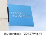 Small photo of Villefranche, France - May 20, 2021: Havas Voyages logo on a wall. Havas Voyages is a travel distributor among the leaders in France with 335 agencies