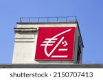 Small photo of Saint Etienne, France - June 21, 2020: Caisse d'epargne logo on a building. Caisse d'epargne is a French semi cooperative banking group, founded in 1818, with around 4700 branches in France