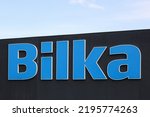 Small photo of Vejle, Denmark - July 3, 2022: Bilka logo on a building. Bilka is a Danish chain of hypermarkets. The chain was founded by Herman Salling, but is now a part of Dansk Supermarked