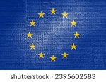 The EU flag was exposed several times. Use as a basemap or background. Double exposure creative hologram.