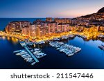 Night view on Fontvieille and Monaco Harbor