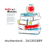 Red Apple On Books. Vector...