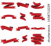 red ribbon set inisolated white ... | Shutterstock .eps vector #1438713239