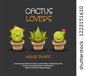 cactus home plant cute cartoon... | Shutterstock .eps vector #1223151610