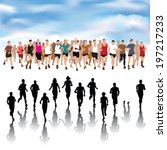 set of running people... | Shutterstock .eps vector #197217233