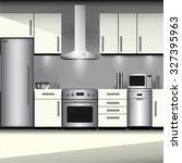 kitchen interior with... | Shutterstock .eps vector #327395963