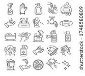sanitation icons set. outline... | Shutterstock .eps vector #1748580809